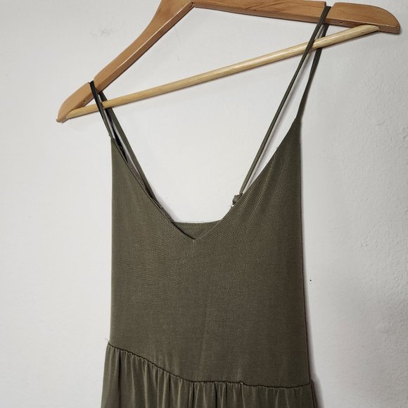 Forever 21 Women's Small Army Green Crop Wide Leg Strappy Summer Jumpsuit - Picture 2 of 7